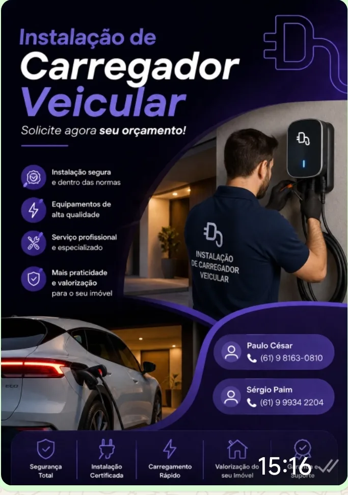 Instalação mão de obra para carregador veicular