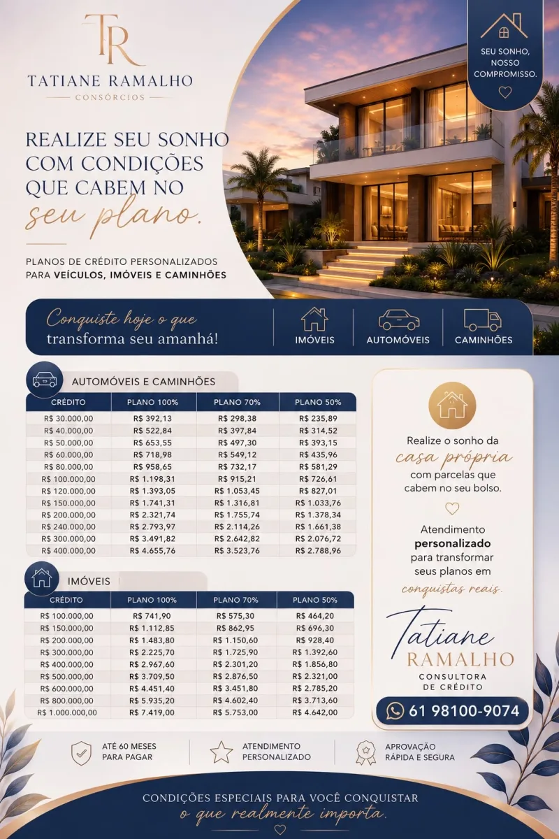 Planejamento financeiro através de consórcio uma forma inteligente de realizar grandes projetos